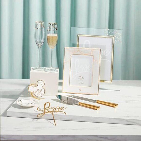 Disney x Lenox Keepsake Wedding Cake Server Set Bridal Dessert Jeweled Mickey - Picture 7 of 8